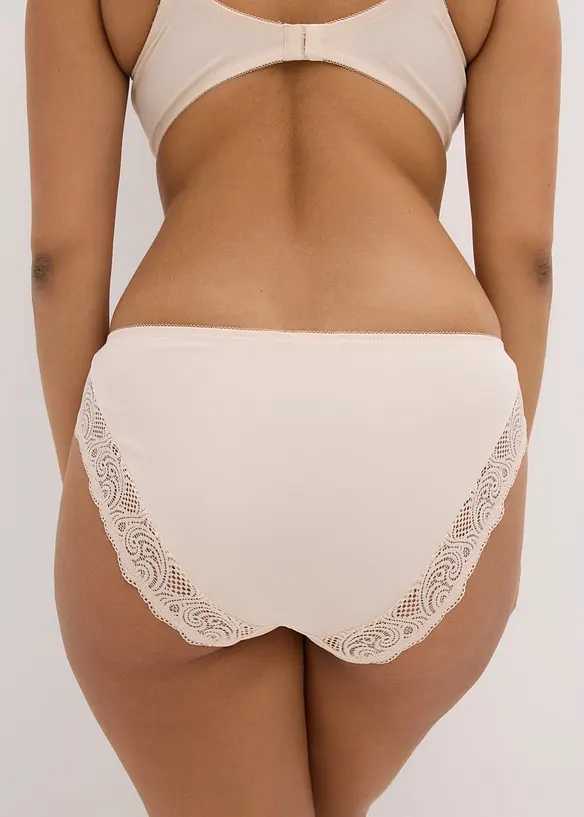 Slip mit zarter Spitze in beige von hinten - bonprix