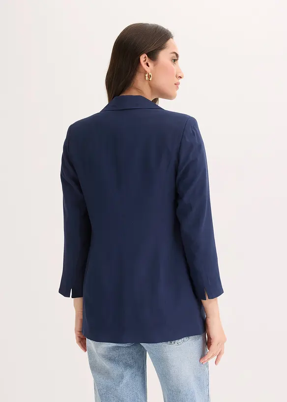 Longblazer aus Viskose-Mix in blau von hinten (im Anschnitt) - bonprix