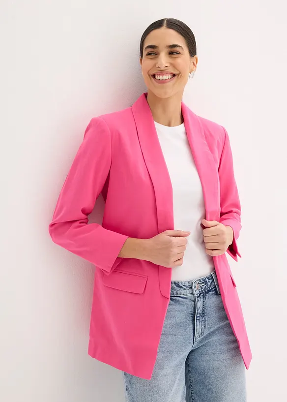 Longblazer aus Viskose-Mix in pink von vorne (im Anschnitt) - bonprix