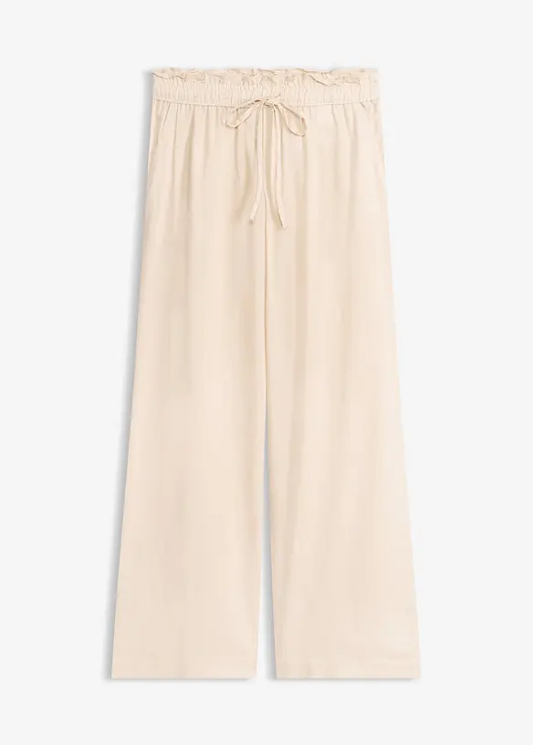 Palazzo-Hose aus luftigem Leinen-Mix in beige von vorne - bonprix Palazzo-Hose aus luftigem Leinen-Mix in beige von vorne - bonprix