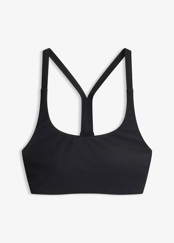 Sport Bustier-Bikinioberteil aus schnelltrocknendem Material in schwarz von vorne - bonprix