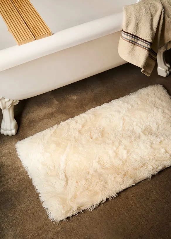 Memory Schaum Badematte mit Synthetik Fell in beige (Ambiente) - bonprix