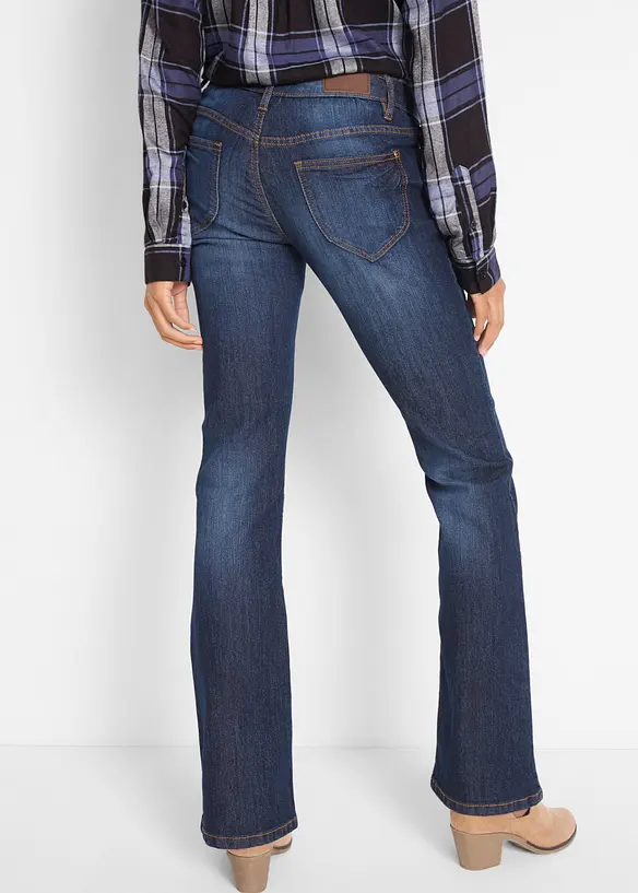 Bootcut-Jeans Mid Waist, Komfort-Stretch in blau von hinten - bonprix