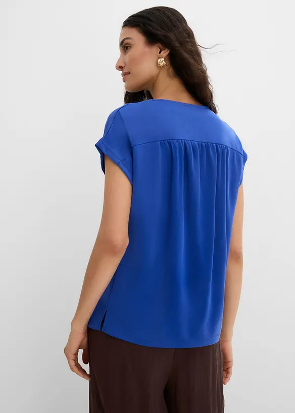 Shirtbluse aus Viskose Piqué in blau von hinten (im Anschnitt) - bonprix Shirtbluse aus Viskose Piqué in blau von hinten (im Anschnitt) - bonprix