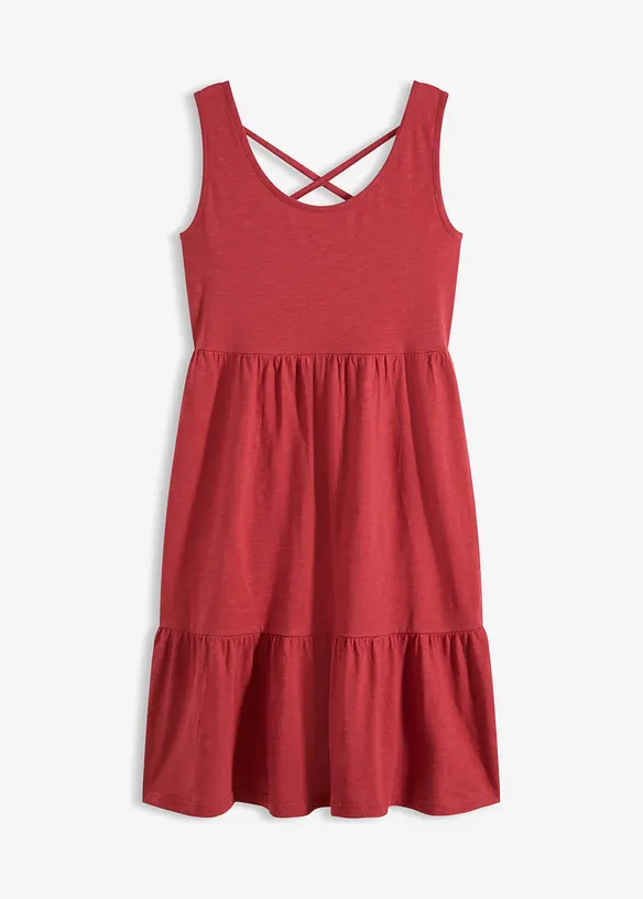Jerseykleid aus reiner Baumwolle in rot von vorne - bonprix