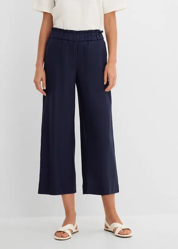Leinen-Culotte, wadenlang in blau von vorne - bonprix Leinen-Culotte, wadenlang in blau von vorne - bonprix