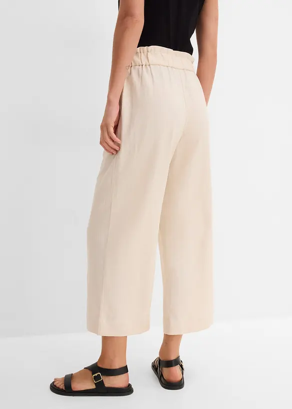 Leinen-Culotte, wadenlang in beige von hinten - bonprix Leinen-Culotte, wadenlang in beige von hinten - bonprix