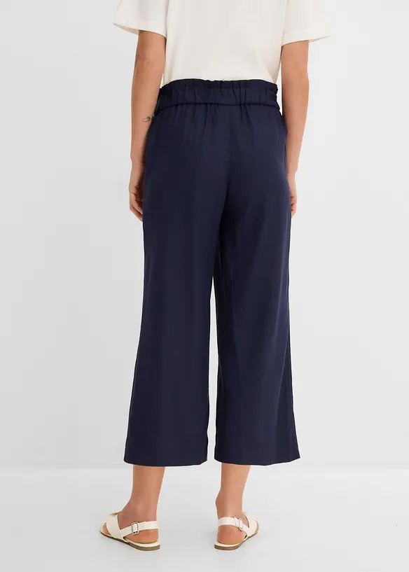 Leinen-Culotte, wadenlang in blau von hinten - bonprix Leinen-Culotte, wadenlang in blau von hinten - bonprix