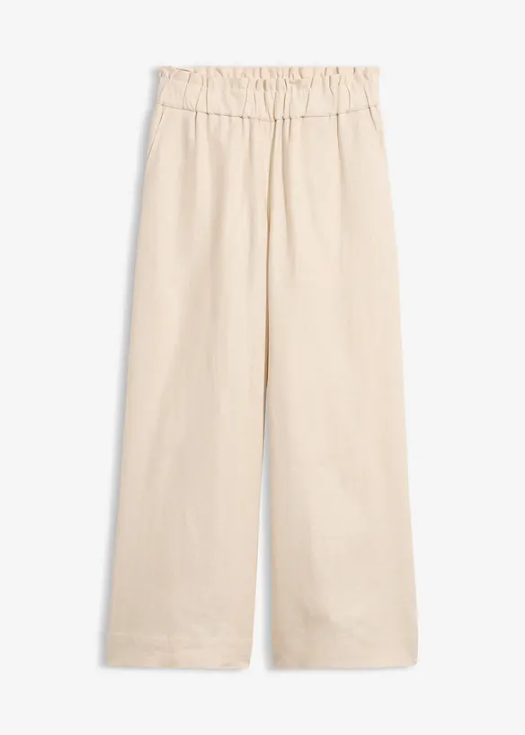 Leinen-Culotte, wadenlang in beige von vorne - bonprix Leinen-Culotte, wadenlang in beige von vorne - bonprix