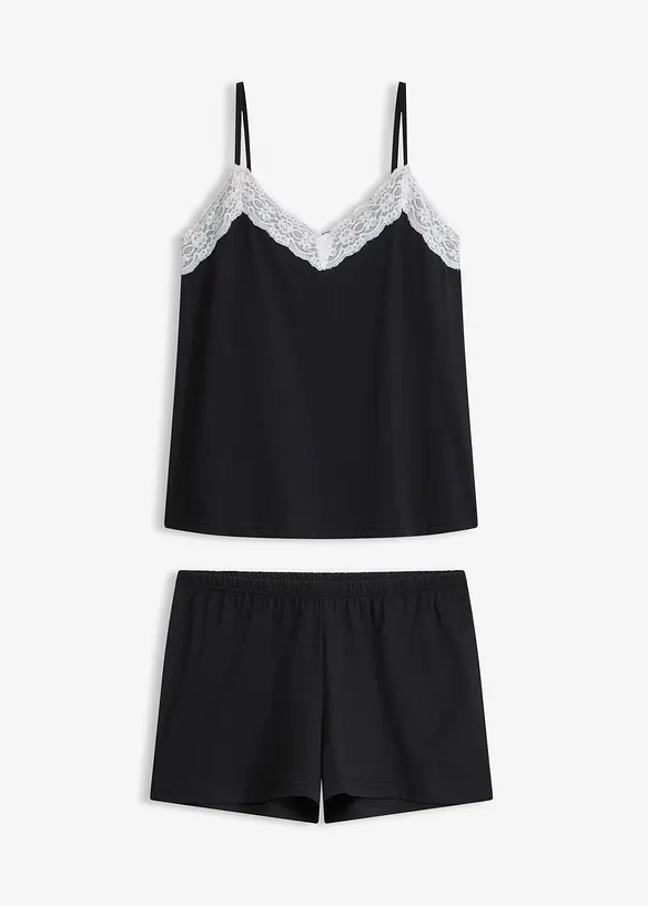 Shorty mit feiner Spitze in schwarz von vorne - bonprix