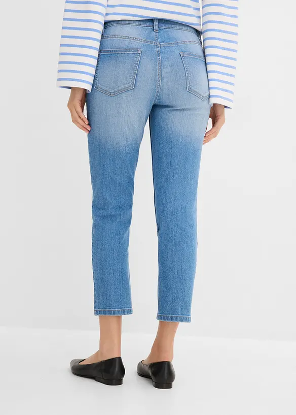 Slim-Fit-Jeans High Waist cropped in blau von hinten - bonprix