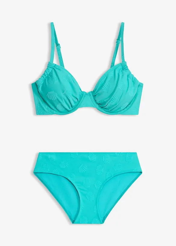Bügel-Bikini in Strukturware (2-tlg.Set) in blau von vorne - bonprix
