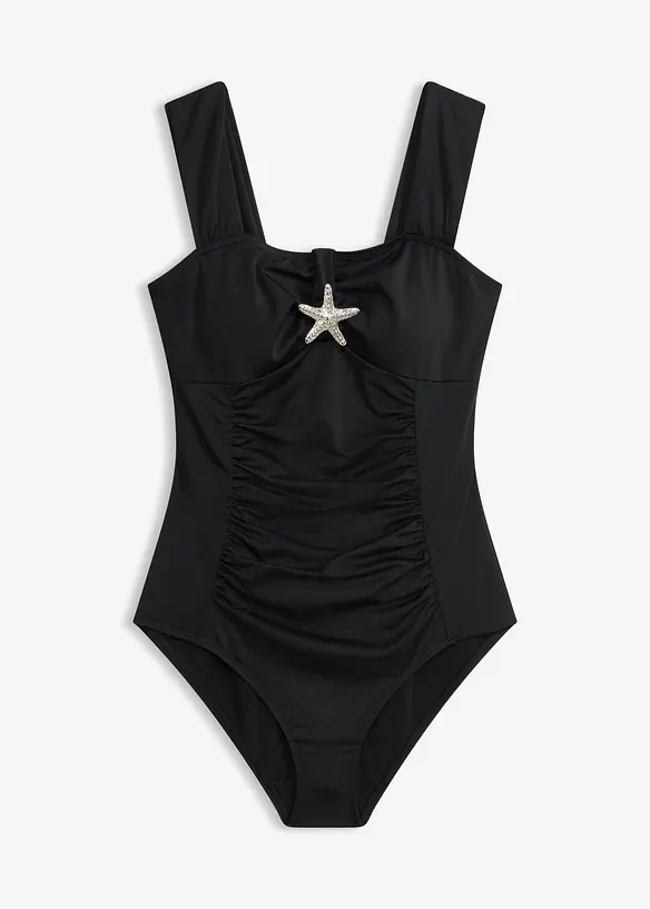 Medium Shape-Badeanzug mit Seesterndetail in schwarz von vorne - bonprix