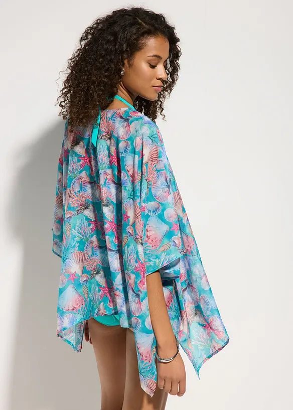 Transparenter Strandkimono in blau von hinten (im Anschnitt) - bonprix