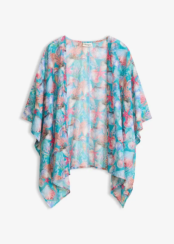 Transparenter Strandkimono in blau von vorne - bonprix