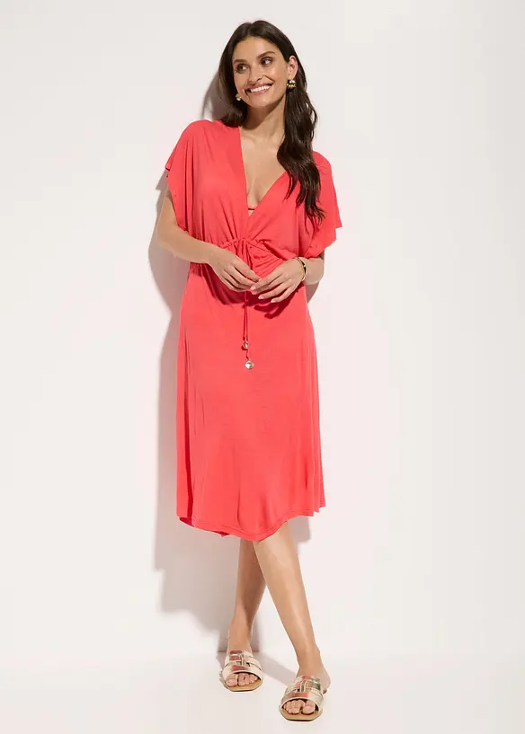 Strandkleid aus softer Viskose in pink von vorne (Totalaufnahme) - bonprix