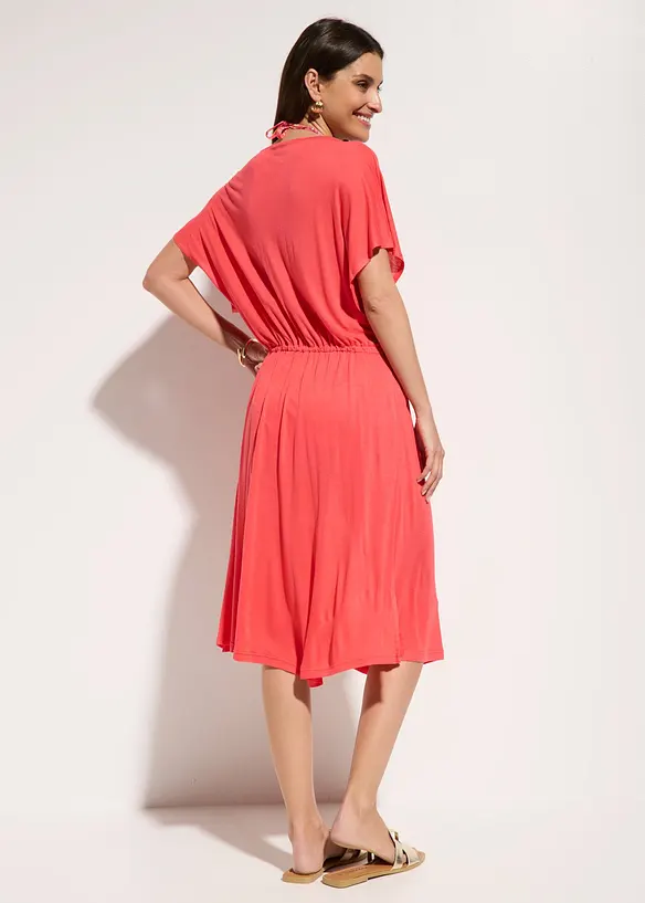 Strandkleid aus softer Viskose in pink von hinten (Totalaufnahme) - bonprix
