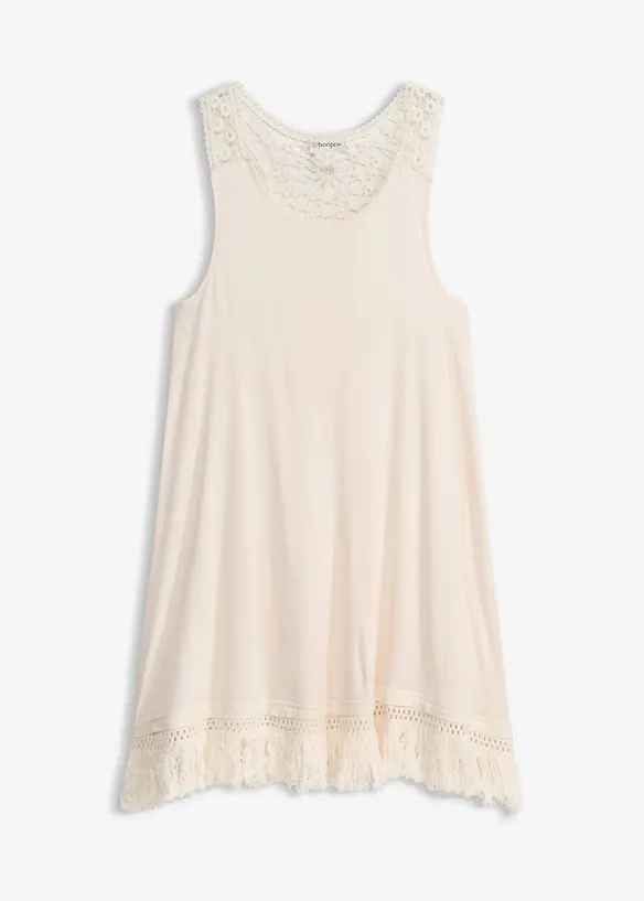 Strandkleid aus feiner Viskose in beige von vorne - bonprix