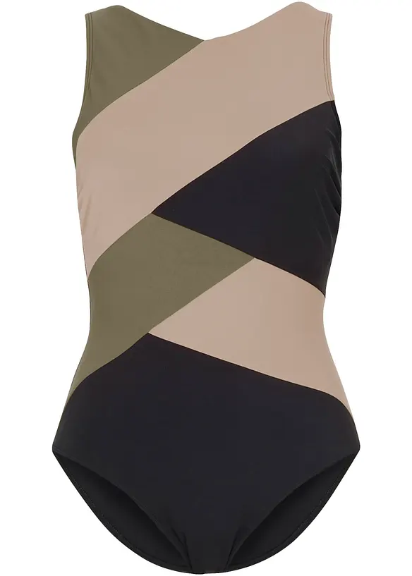 Medium Shape-Badeanzug in Wickeloptik in schwarz - bonprix