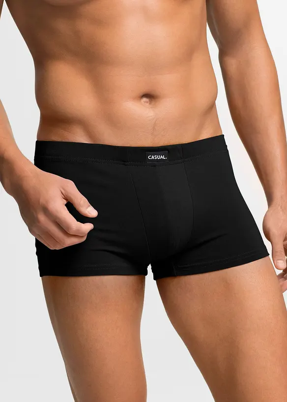 Hipster mit weicher Baumwolle (3er Pack) in schwarz von vorne - bonprix