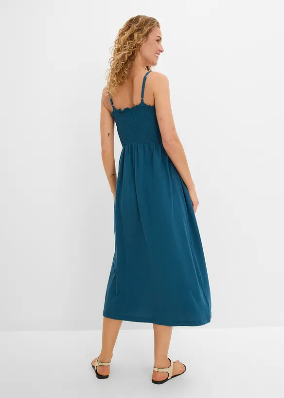Jerseykleid aus reiner Bio-Baumwolle in petrol von hinten (Totalaufnahme) - bonprix