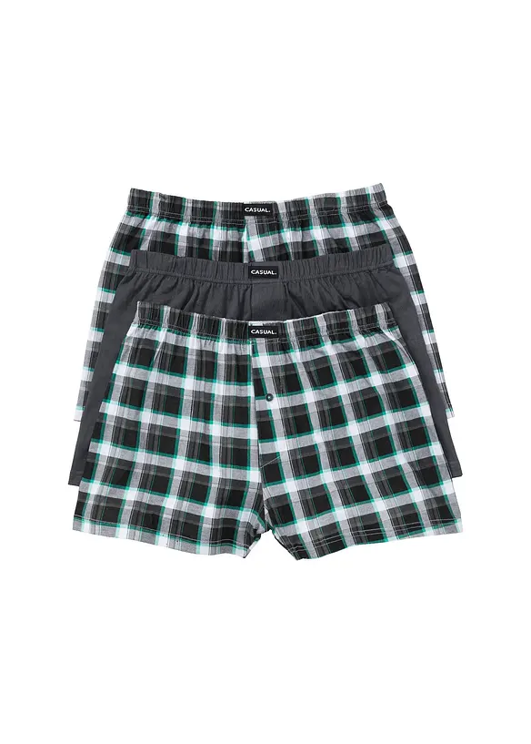 Lockere Jersey Boxershorts aus Baumwolle (3er Pack) in grau von vorne - bonprix
