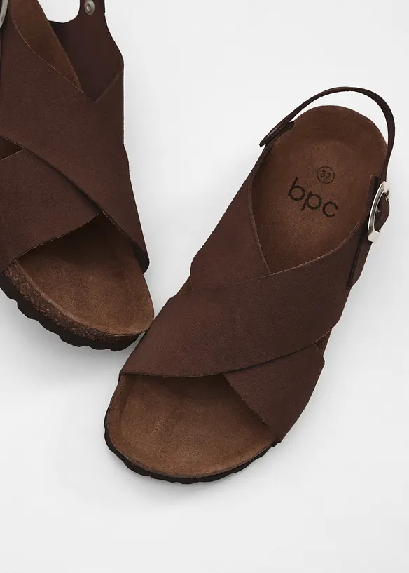 Sandalen aus Leder in braun - bonprix