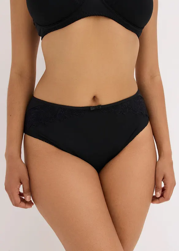 Maxislip mit zarter Spitze (2er Pack) in beige von vorne - bonprix