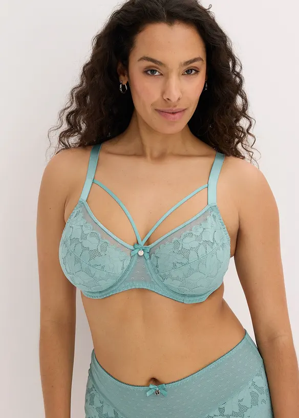 Minimizer-BH mit zarter Spitze in grün von vorne (im Anschnitt) - bonprix