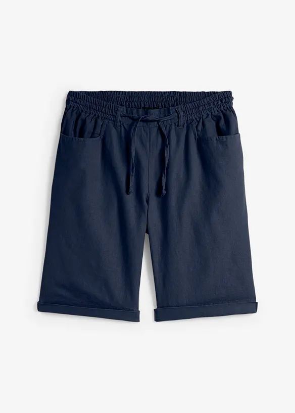 Bermuda aus Leinen-Mix in blau von vorne - bonprix