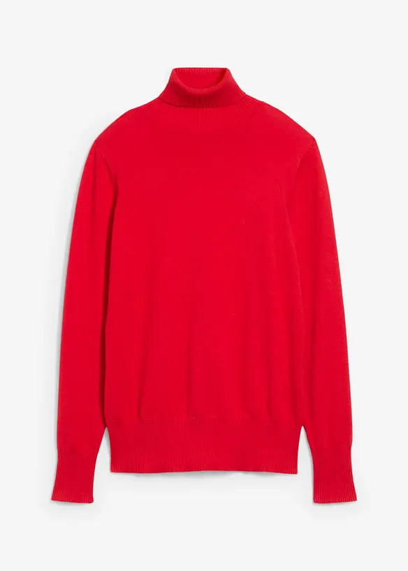 Basic Rollkragenpullover in rot von vorne - bonprix