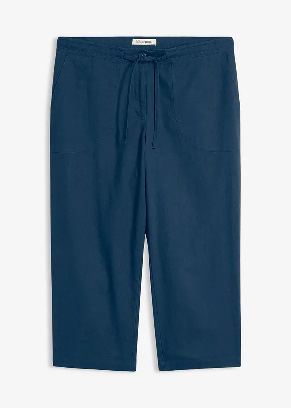 3/4-Hose aus Leinen-Mix in blau von vorne - bonprix