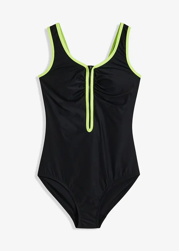 Light Shape Badeanzug mit Reißverschluss in schwarz von vorne - bonprix