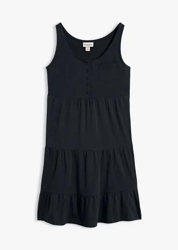 Baumwoll Jerseykleid, kurz in schwarz von vorne - bonprix