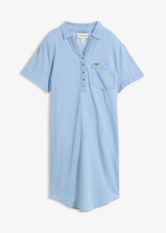 Jeanskleid, Kurzarm in blau von vorne - bonprix