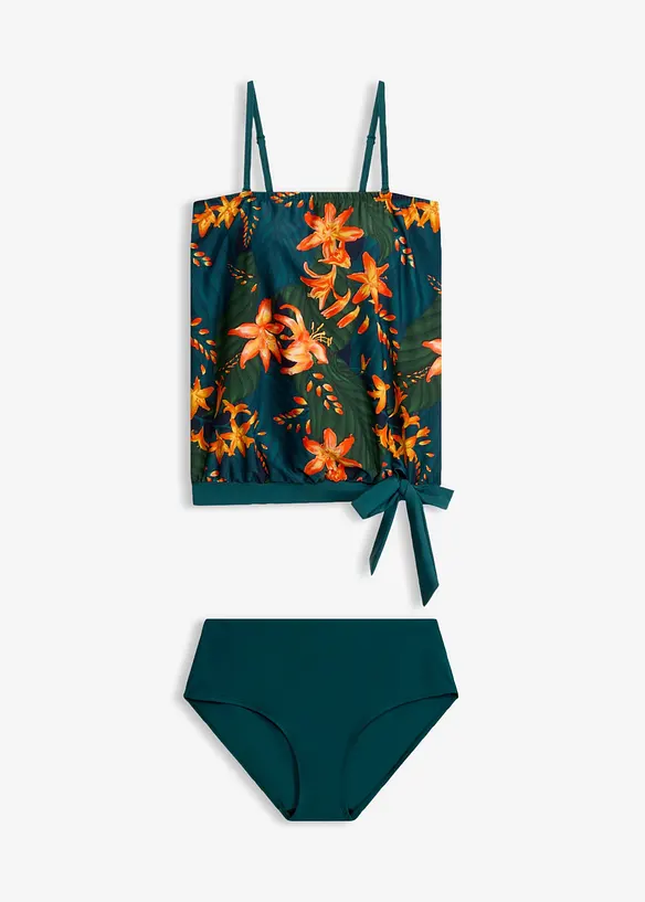 Oversize-Tankini mit abnehmbaren Trägern (2-tlg.Set) in petrol von vorne - bonprix