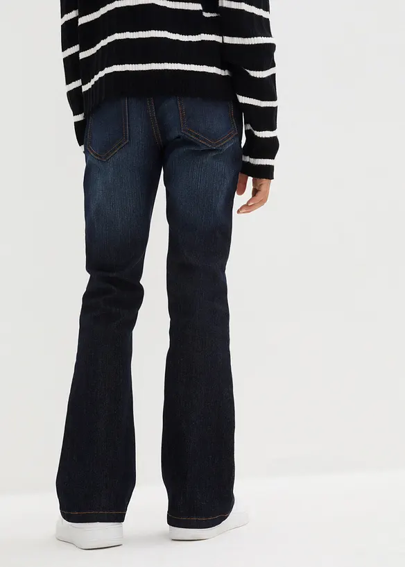 Flared-Jeans Mid Waist in blau von hinten - bonprix