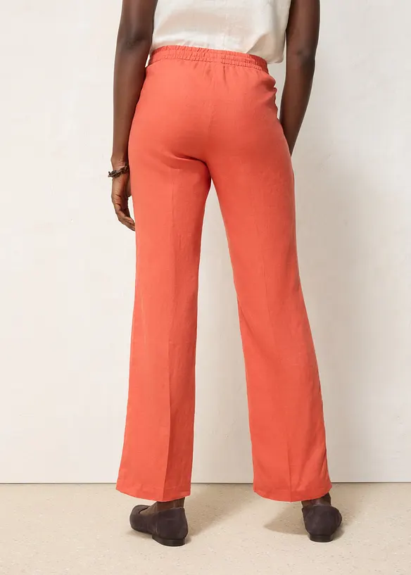 Schlupfhose  aus reinem Leinen in rot von hinten - bonprix
