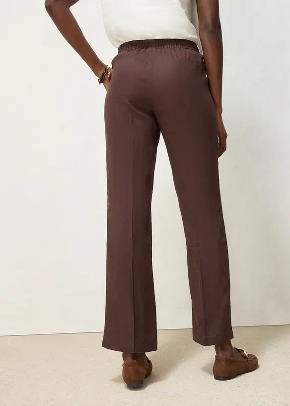Schlupfhose  aus reinem Leinen in braun von hinten - bonprix