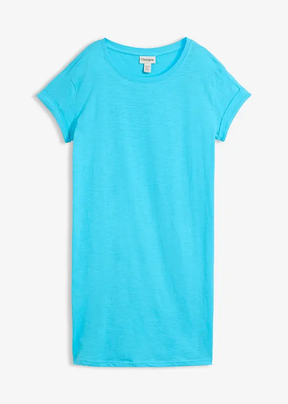Shirtkleid aus reiner Bio-Baumwolle in blau von vorne - bonprix