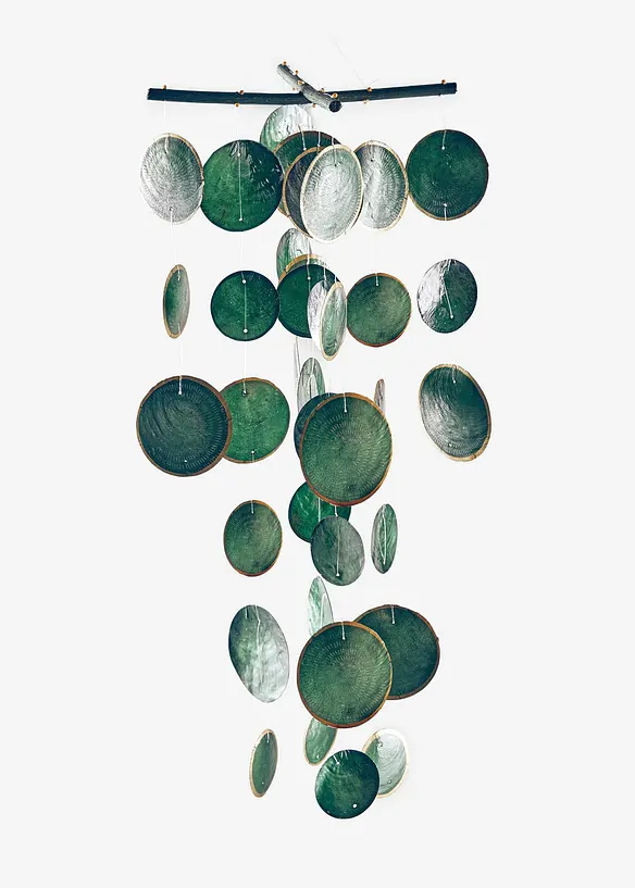 Boltze Windspiel mit Capizmuscheln in grün - Boltze Home Collections