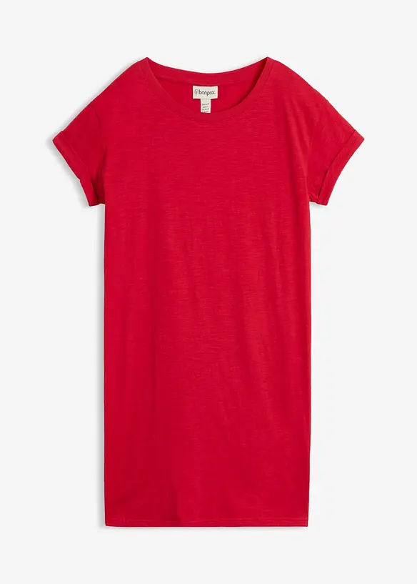 Shirtkleid aus reiner Bio-Baumwolle in rot von vorne - bonprix