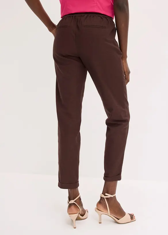 Leinenhose aus einem Leinen-Mix in braun von hinten - bonprix