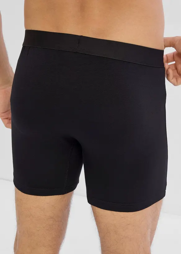 Boxershorts eng, mittellang mit Bio-Baumwolle (3er Pack) in schwarz von hinten - bonprix
