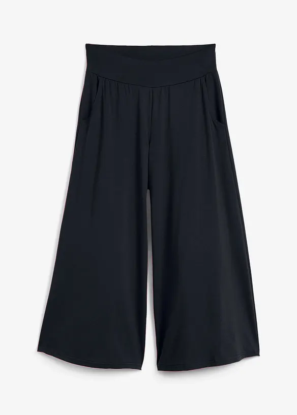 Loungewear Culotte mit weitem Bein in schwarz von vorne - bonprix