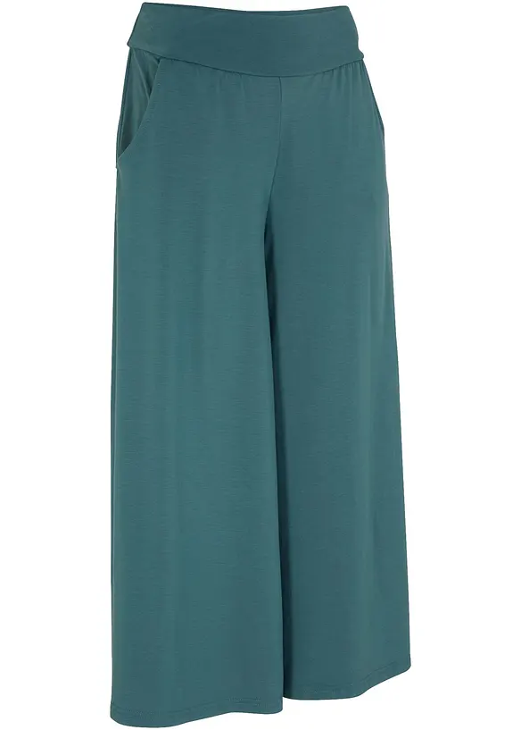 Loungewear Culotte mit weitem Bein in grün von vorne - bonprix