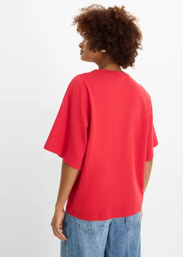Oversize-Shirt aus reiner Bio-Baumwolle in rot von hinten (im Anschnitt) - bonprix