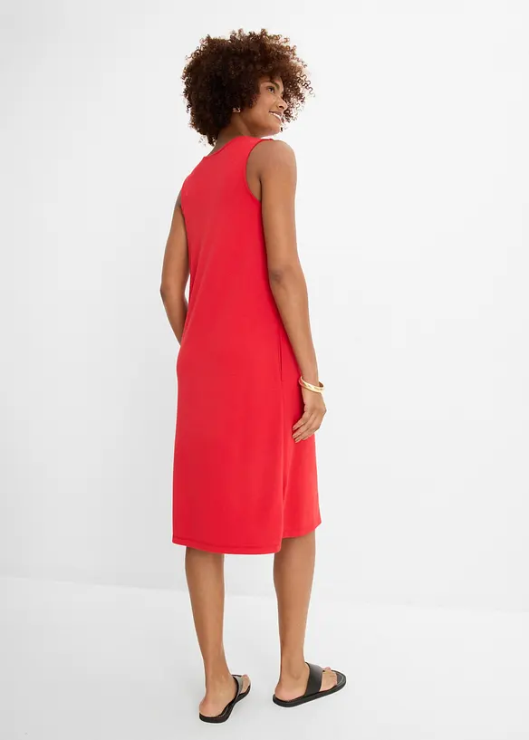 Shirtkleid aus Punto di Roma in rot von hinten (Totalaufnahme) - bonprix