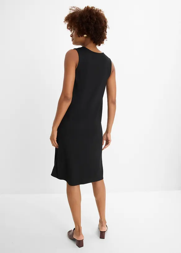 Shirtkleid aus Punto di Roma in schwarz von hinten (Totalaufnahme) - bonprix
