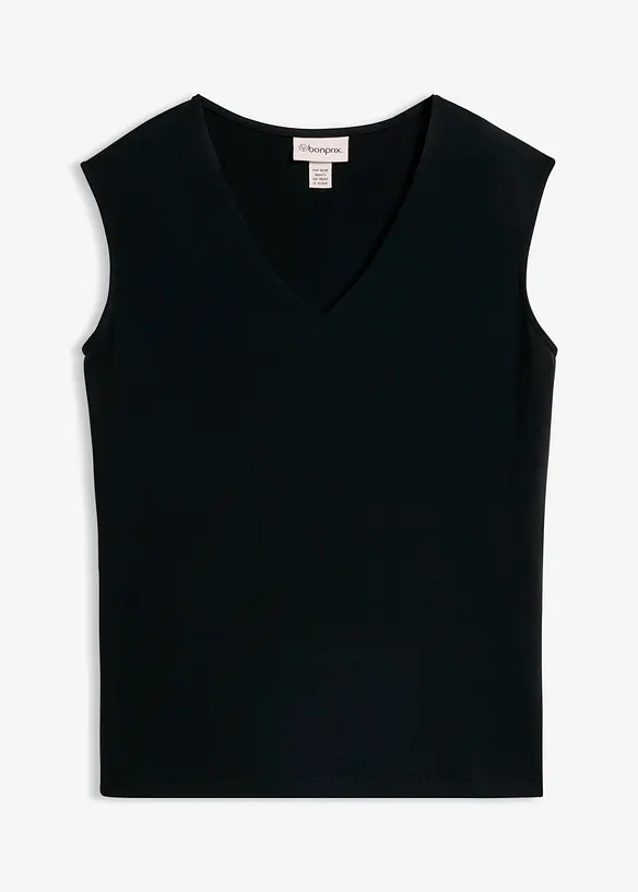 Shirt mit V-Ausschnitt mit reiner Bio-Baumwolle in schwarz von vorne - bonprix Shirt mit V-Ausschnitt mit reiner Bio-Baumwolle in schwarz von vorne - bonprix